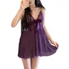 Camisola Sexy Francesa Novo Desejo Puro Decote V Profundo Doce Laço Retrô Plissado Saia Suspender Roupa de Casa Pijama