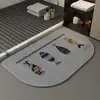 Tapete de Chão de Linho com Lama Diatomácea, Tapete Absorvente de Água Antiderrapante para Box de Banho, Tapete de Porta de Banheiro de Secagem Rápida, Tapete de Chão de Banheiro de Alta Qualidade
