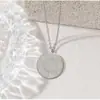Collar de Acero de Titanio No se Desvanece Transfronterizo Espejo Acero Inoxidable Disco Colgante Collar Se Puede Grabar Redondo Clavícula Collar