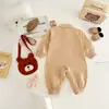 Mameluco de Oso Súper Lindo para Bebé Otoño Estilo Coreano Ropa Casual de Manga Larga para Niños Bebés para Salir y Ropa para Trepar con Bolsa