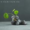 Mini Florero Wufu Transfronterizo Estilo Chino Arena Púrpura Rotación Verde Hierba de Monedas de Cobre Maceta Hidropónica Cerámica de Escritorio Mascota de Té Pequeños Adornos