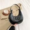 Bolso Pequeño Brillante en Relieve para Mujer 2023 Popular Nuevo Color Sólido Versátil Bolso Luna Texturizado de Estilista Bolso de Hombro para Debajo del Brazo