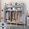 Guarda-Roupa Simples para Quarto de Casa, Resistente e Durável, para Quartos de Aluguel, Guarda-Roupa de Tecido com Estrutura Totalmente de Aço, Guarda-Roupa de Montagem para Armazenamento de Dormitório