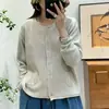 Cárdigan de punto con cuello redondo estilo coreano para mujer, nueva prenda exterior artística vintage de primavera y otoño, abrigo suéter de manga larga holgado y casual