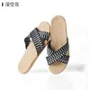 Pantuflas de lino para mujer, de tela de lino para verano, primavera y otoño, para el hogar, interiores, para pareja, suela gruesa, antideslizantes, absorbentes de sudor, para hombre