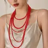 Collar de perlas artificiales de vidrio multicapa retro para mujer, cadena de clavícula estilo Chanel, cadena de suéter, cuello cheongsam largo, disponible