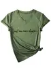 Camiseta de Manga Corta para Mujer Talla Grande con Cuello en V, Verano, Corte Holgado, Estampado de Letras Adelgazante, Top Casual Versátil