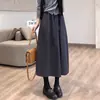 Contrário! Saia de botão tridimensional estilo Hepburn! Tecido de lã europeu outono e inverno saia longa elegante para mulheres
