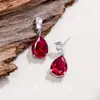 Pendientes de Corindón Rojo en Forma de Gota Populares de Alta Gama Transfronterizos Europeos y Americanos Pendientes Dulces de Lujo Ligero con Circonita Elegantes y Brillantes para Mujer