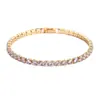 Europeu e Americano Transfronteiriço Douyin Live Fornecimento Moda Luxo Leve Pulseira de Zircônia 4mm Pulseira Tennis Masculina e Feminina Joias Atacado