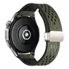 Para Samsung Watch Huawei GT5 Xiaomi Pulseira de Relógio de Couro de Silicone com Furo Respirável Padrão Couro Cavalo Louco