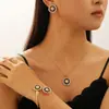 Colar com Pingente de Cabeça de Leão Exagerada de Diamante Pulseira Brincos Conjunto de Joias Personalizadas Tendência Cruzada Europeia e Americana