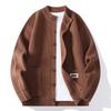 2025 Moda Otoñal Transfronteriza de Amazon Suéter Cardigan Casual Chaqueta Abrigo de Punto para Hombre Color Sólido Cuello de Béisbol