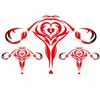 Adesivo de tatuagem temporária em formato de coração com rosa vermelha e preta para cintura e abdômen, adesivo à prova d'água totem feminino para parte inferior do abdômen, cintura e quadris