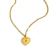 Moda Europeia e Americana Elegante Estiloso Simples Colar Aço Inoxidável Banhado a Ouro 18K Mini Zircônia Coração Flor Mês Colar