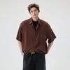 Nueva Camisa Retro Japonesa de Color Sólido de Manga Corta para Primavera, Verano y Otoño, Camisa Casual Versátil de Corte Holgado de Moda para Hombres con Estilo