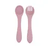Juego de Vajilla Infantil de Silicona de Grado Alimenticio con Cuchara Suave, Tenedor, Plato con Ventosa, Plato Dividido, Babero y Caja de Regalo, con Patente de Apariencia