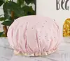 Gorro de ducha impermeable engrosado de doble capa para uso doméstico, adecuado para secar el cabello, para adultos, niños y mujeres, gorro a prueba de aceite, mascarilla para el cabello que no se moja