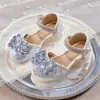 Zapatos de Princesa para Niñas 2026 Verano Nuevo Estilo Zapatos de Princesa con Lazo y Pedrería para Niña Sandalias de Tacón Alto con Suela Suave y Lentejuelas