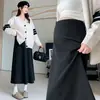 Falda media de maternidad, estilo primavera y otoño, cómoda y fluida, adecuada para otoño e invierno, falda larga sin aros, diseñada para mujeres petites