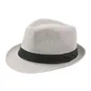 Chapéu de Jazz Unissex de Verão Protetor Solar Respirável Chapéu de Palha com Aba para Sol Chapéu de Praia de Cânhamo Sintético Chapéu Coco Pequeno Vintage Britânico