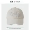 Nueva Gorra de Béisbol Bordada Tridimensional Estilo Coreano con Letras Inglesas, Retro Americano Casual Versátil Adelgazante para la Cara Circunferencia de Cabeza Grande
