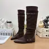Botas Longas com Salto Embutido Removível para Mulheres 2026 Outono/Inverno Botas de Cano Alto Acima do Joelho Botas Versáteis Elásticas que Afinam