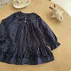 FHW Nuevo Elegante Conjunto de Dos Piezas de Lunares para Niñas Primavera/Otoño Cárdigan de Punto Falda de Pastel en Capas Elegante Conjunto de Princesa