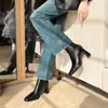 Botines de tacón grueso con punta cuadrada de tacón alto para mujer, Nuevos Botines Martin Negros Otoño e Invierno 2026, Botines elásticos ajustados de tacón grueso