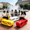 Banco Hueco Figura de Ocho de Fibra de Vidrio, Banco Artístico Colorido Creativo para Área de Descanso en Atrio de Centro Comercial al Aire Libre, Personalización