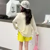 Conjunto de Verão para Meninas 2026 Nova Moda Estilo Coreano Casual Dopamina Proteção Solar Conjunto de Três Peças Tendência