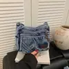 Bolso de Hombro Versátil Artístico Perezoso Bolso Cruzado de Mezclilla Retro Coreano Mochila Casual para Viajes Estudiantes Compras