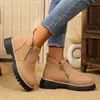 Nuevas Botas Martin de Invierno/Otoño 2025 para Mujer, Punta Redonda, Cremallera Lateral, Tacón Grueso, Talla Grande, Comercio Exterior Transfronterizo, Botines