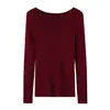 Suéter Minimalista de Punto Fino 100% Lana de Hombro Único para Mujer, Ajuste Delgado, Delgado, Capa Interior Transparente, Tejido, Otoño/Invierno 2026