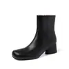 Botas Chelsea Minimalistas Estilo Europeu em Couro de Vaca 2026 Inverno Salto Grosso Salto Médio Bico Redondo Versátil para o Dia a Dia Botas Curtas de Couro Genuíno Femininas