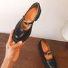 Zapatos Mary Jane negros de punta redonda para mujer, mocasines de estilo británico con suela gruesa, combinables, modernos, cómodos, de cuero, pequeños, con aumento de altura, nuevos en estilo.