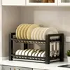 Escurridor de platos de cocina, estante de almacenamiento de platos, escurridor de secado de tazones para encimera de cocina, escurridor de platos de almacenamiento pequeño, escurridor de platos