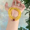 Pulseira de ágata amarela estilo Pangdonglai, pulseira de fivela da paz de ágata amarela natural, pulseira de contas budistas de contas redondas para mulheres atacado