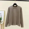 Camiseta Térmica de Manga Larga con Cuello Redondo y Patchwork Moda Otoño/Invierno Nuevo Estilo Chic Versátil Adelgazante Caliente Capa Base Superior