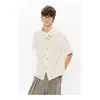Camisa de Lino Irregular tipo Lino Americano con Cuello Alto de Manga Corta para Unisex Top Versátil de Marca de Moda Scoundrel Fresca con Botonadura Diagonal de Media Manga