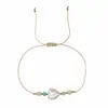 Pulsera Nueva de Verano con Forma de Corazón y Perlas de Imitación, Pulsera Tejida a Mano con Cordón Ajustable, Joyería para el Uso Diario en el Trayecto