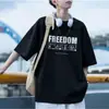 Marca Americana Moderna Camiseta de Manga Curta Masculina Verão Oversize Peso Pesado Algodão Puro Solta Casual Meia Manga Camiseta Roupa Masculina