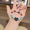 Pulsera de Cuerda Tejida con Gato Calavera de Venta Caliente para Mujeres Diseño de Nicho Dulce Fresco Estilo Chino Borlas Pulsera de Cuentas de Colores Joyería de Mano