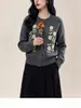 Cardigã de tricô floral, estilo francês, delicado e ricamente bordado, nova coleção outono/inverno, suéter estilo coreano, blusa feminina, peça de outer