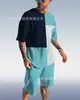 Aliexpress Europeo y Americano Tendencia Masculina Casual Estilo Playa Camiseta con Estampado 3D Texturizado Traje de Shorts Venta al por Mayor Personalización
