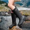 Botas de Chuva de Cano Alto Femininas Moda Europeia e Americana para Exterior, Sapatos Impermeáveis Espessos de Peça Única, Botas de Proteção para os Pés Femininas de Jardim, Botas Longas para Água
