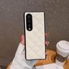Funda plegable para Samsung Z Fold5, de piel brillante, con diseño rombal y bordado para mujer, ZFOLD4