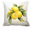 Fundas de almohada para primavera y verano con estampado simple de limón en tela de terciopelo para una atmósfera de decoración del hogar transfronteriza, fundas para cojines de sofá