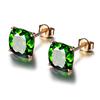 Pendientes de turmalina verde de generación de fábrica con temperamento cuadrado de cristal, aguja fina, cuatro garras, pendientes de un solo diamante, joyería pequeña y sencilla