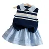 Conjunto de Niña 2026 Verano Nueva Moda Chaleco de Punto Polo y Falda Corta a Cuadros Conjunto de Dos Piezas Estilo Moderno